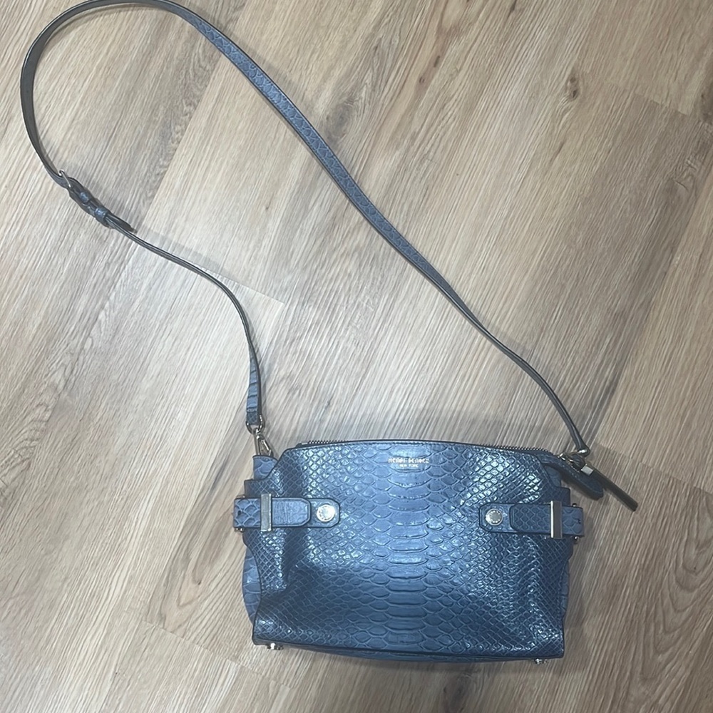 Henri Bendel Carlyle Small Snakeskin leather crossbody in Blue